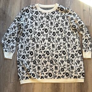 SHEIN Black and White Floral Sweater Dress